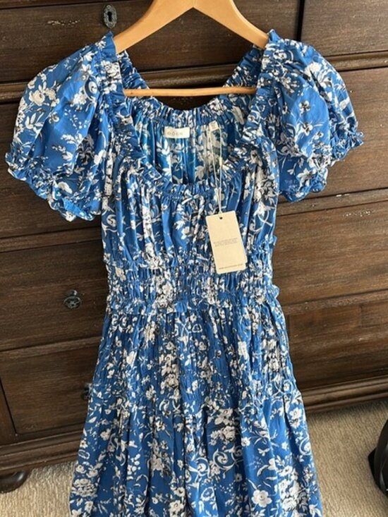 Doen Women's Leanne Jardins de La Fontaine Dress Floral Blue Maxi Dress xs - Picture 10 of 11